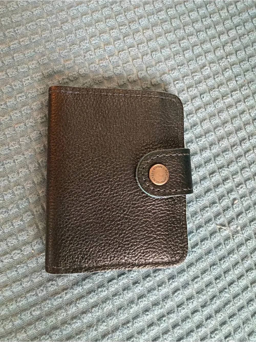 Portland Leather Black Pebbled Leather Wallet with Gold Snap - Picture 6 of 8